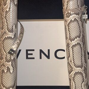 Givenchy Beige and Brown Snake-Print Heeled Boots